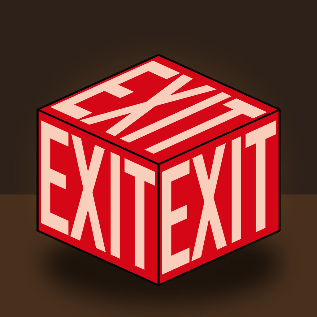 Cube Lamp - EXIT Red - 03 Full 3D Cube
