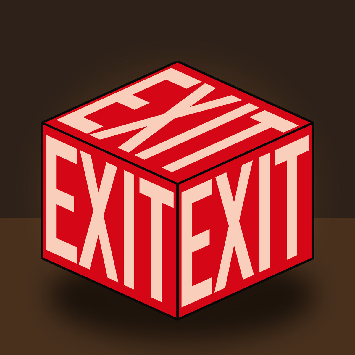 Cube Lamp - EXIT Red - 03 Full 3D Cube