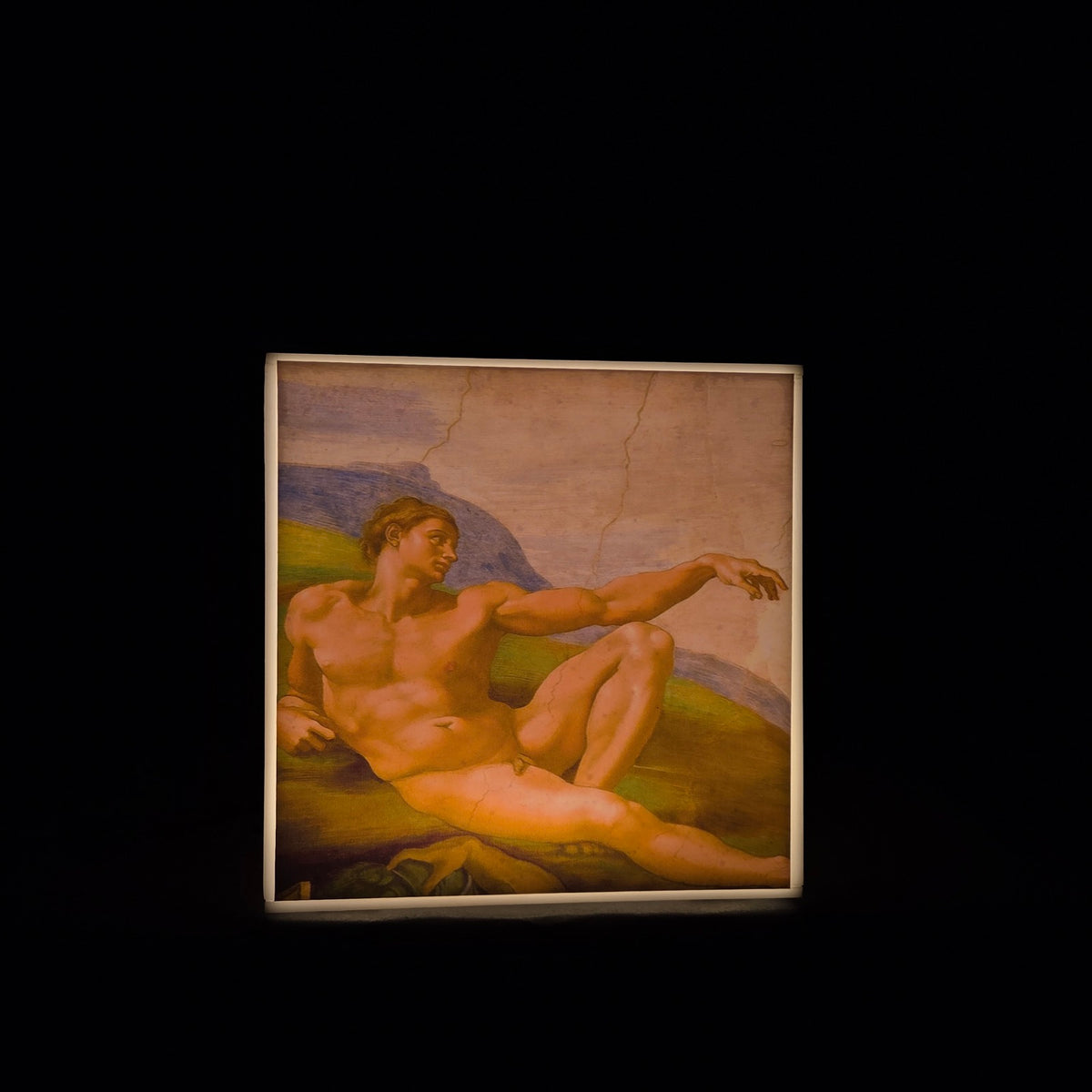 Cube Lamp - The Creation of Adam - Adam panel close-up