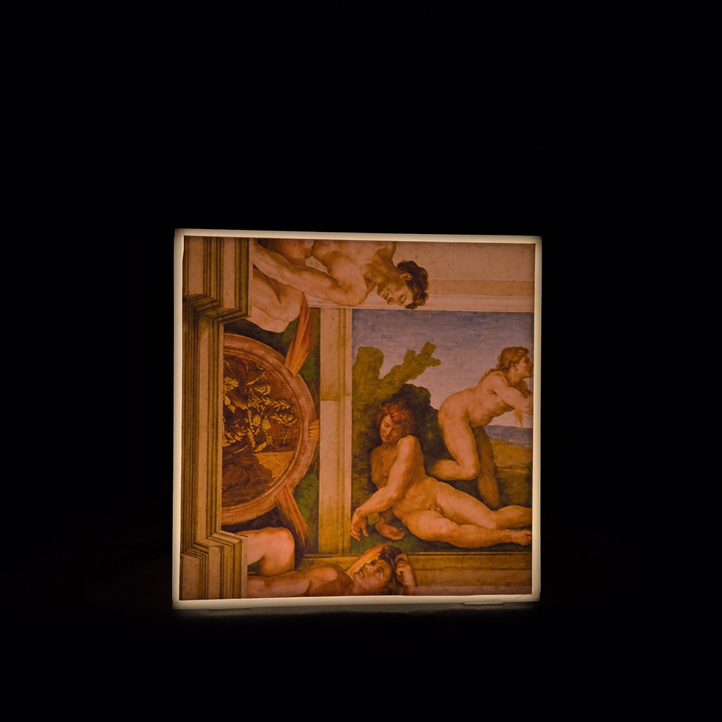Cube Lamp - The Creation of Adam - adjoining fresco panel detail