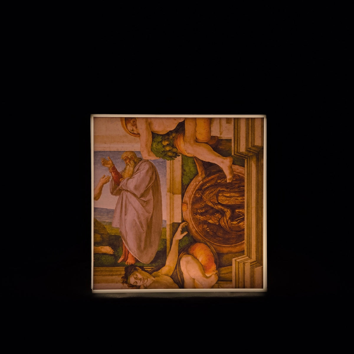 Cube Lamp - The Creation of Adam - adjoining fresco panel detail
