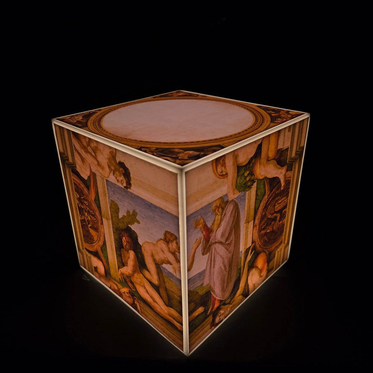 Cube Lamp - The Creation of Adam - full cube, alternate angle